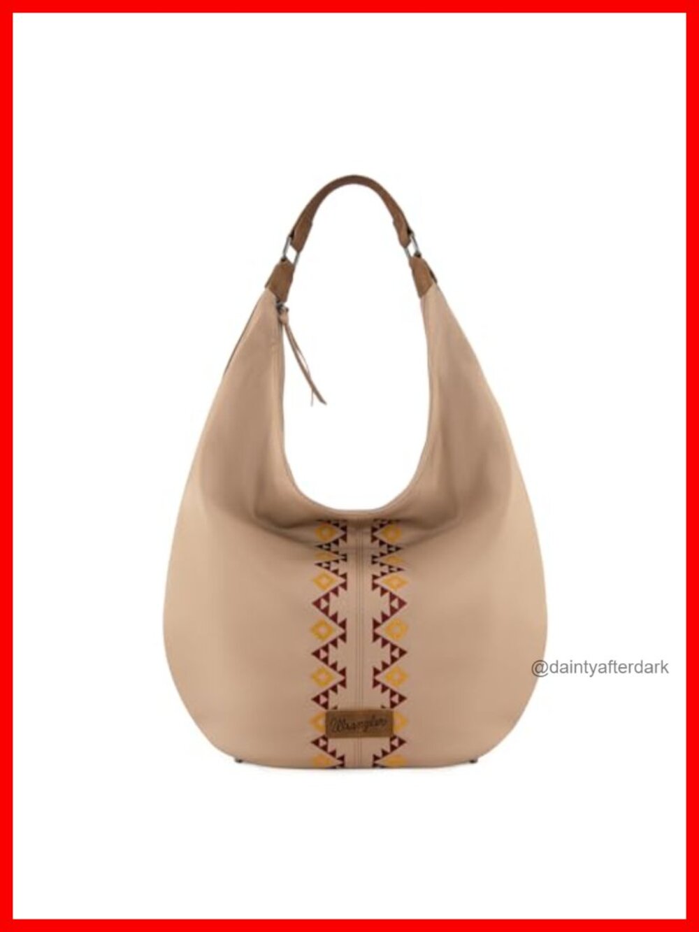 Wrangler Large Hobo Bag Western Aztec Slouchy Shoulder Bag with Zipper and